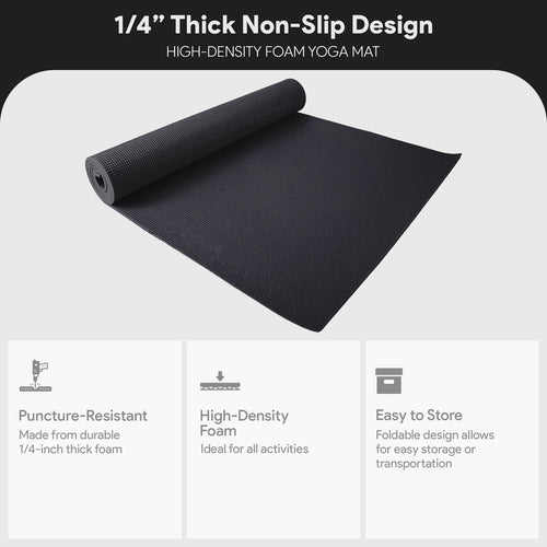 Fitvids 1/4” High Density Thick Non Slip Workout Yoga Mat&Carry Strap(Open Box)