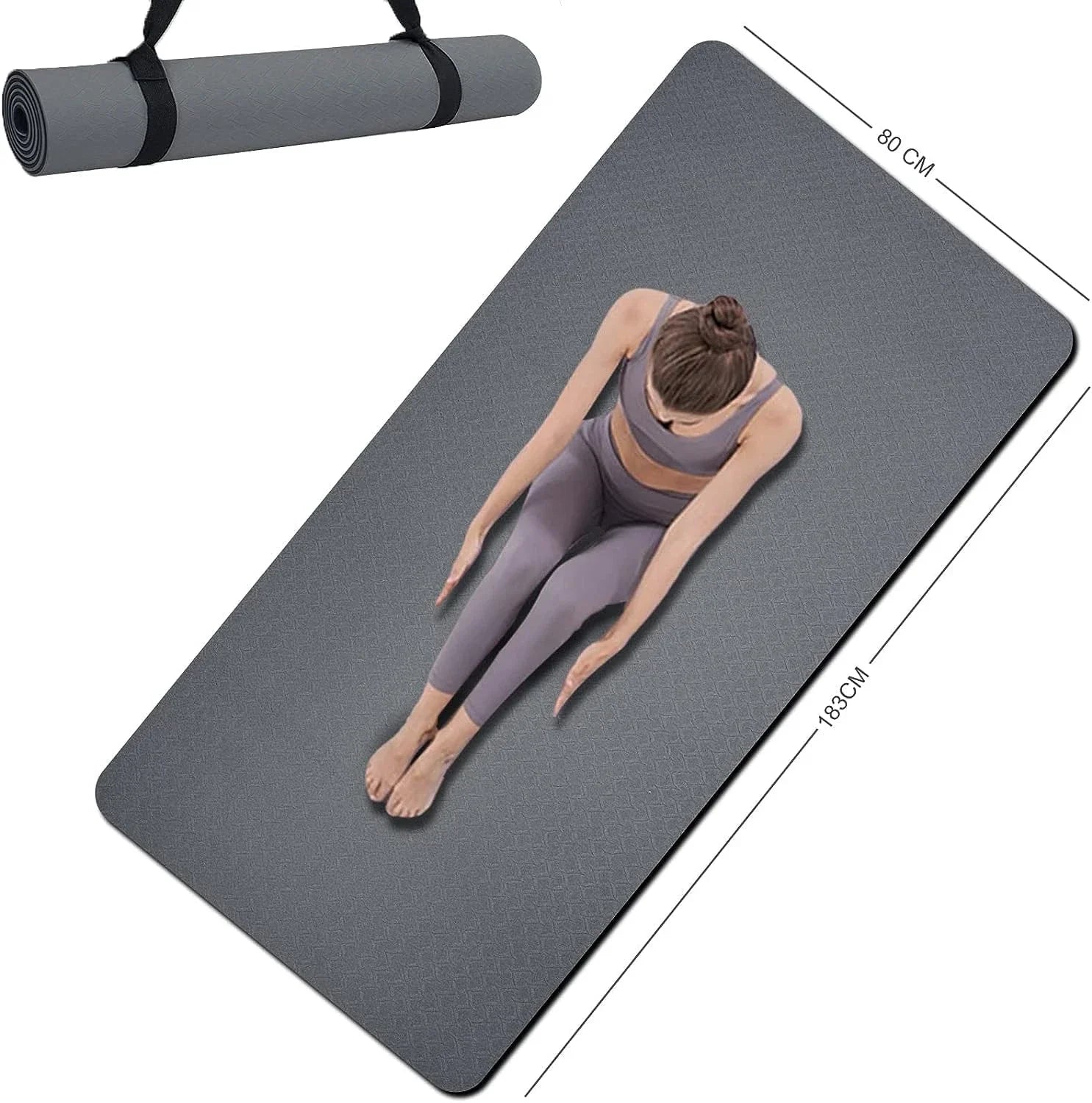 Yoga Mat Double-Sided Non Slip, 72'' X 32'' X 7Mm - Extra Wide & Thick Yoga Mat