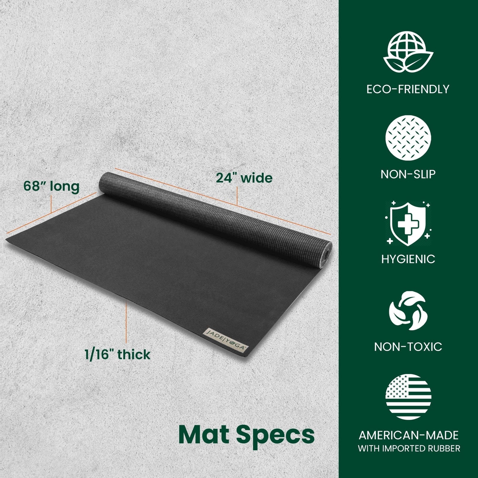 JadeYoga Voyager Yoga Mat - Lightweight & Portable Rubber Yoga Mat - Non-Slip...