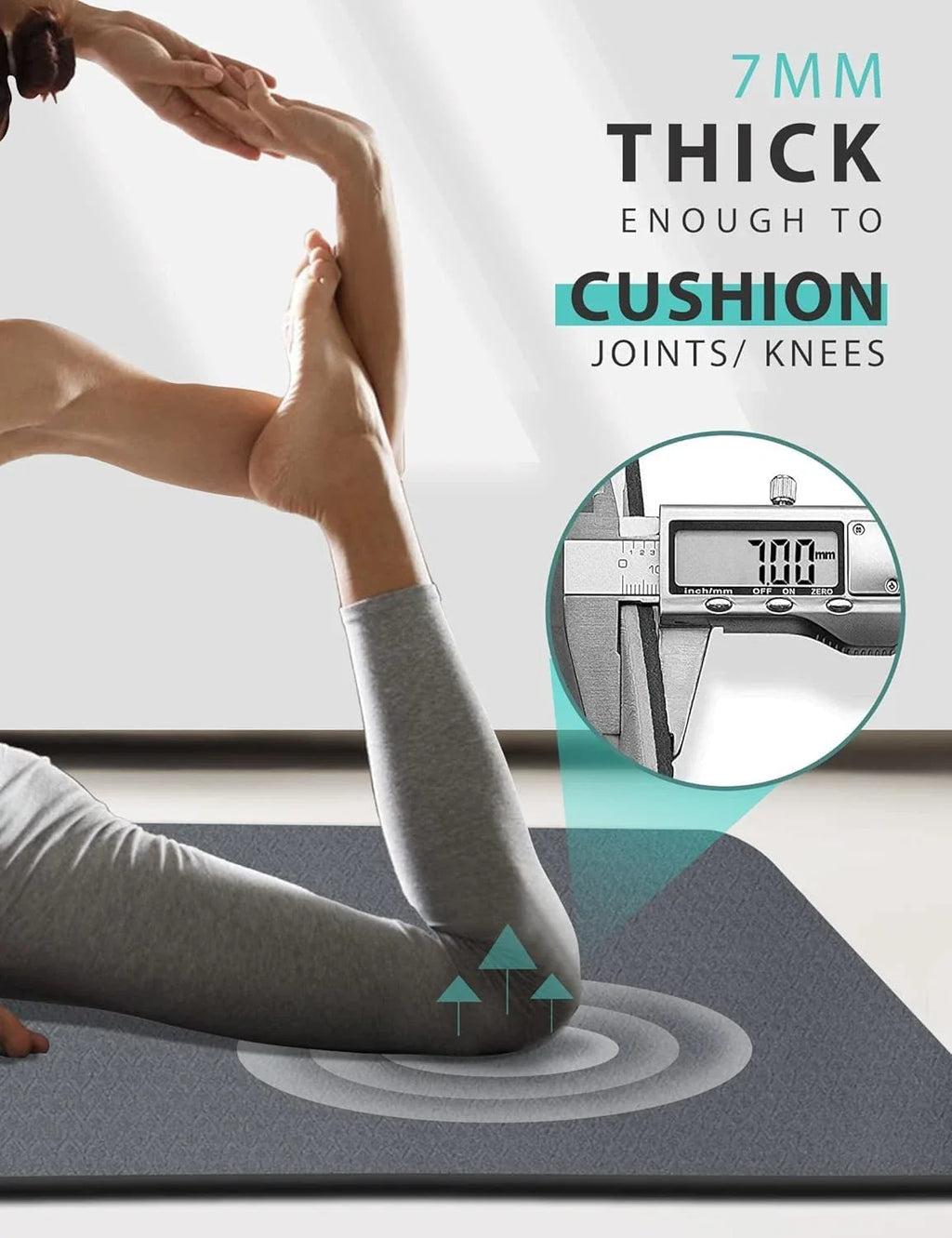 Yoga Mat Double-Sided Non Slip, 72'' X 32'' X 7Mm - Extra Wide & Thick Yoga Mat