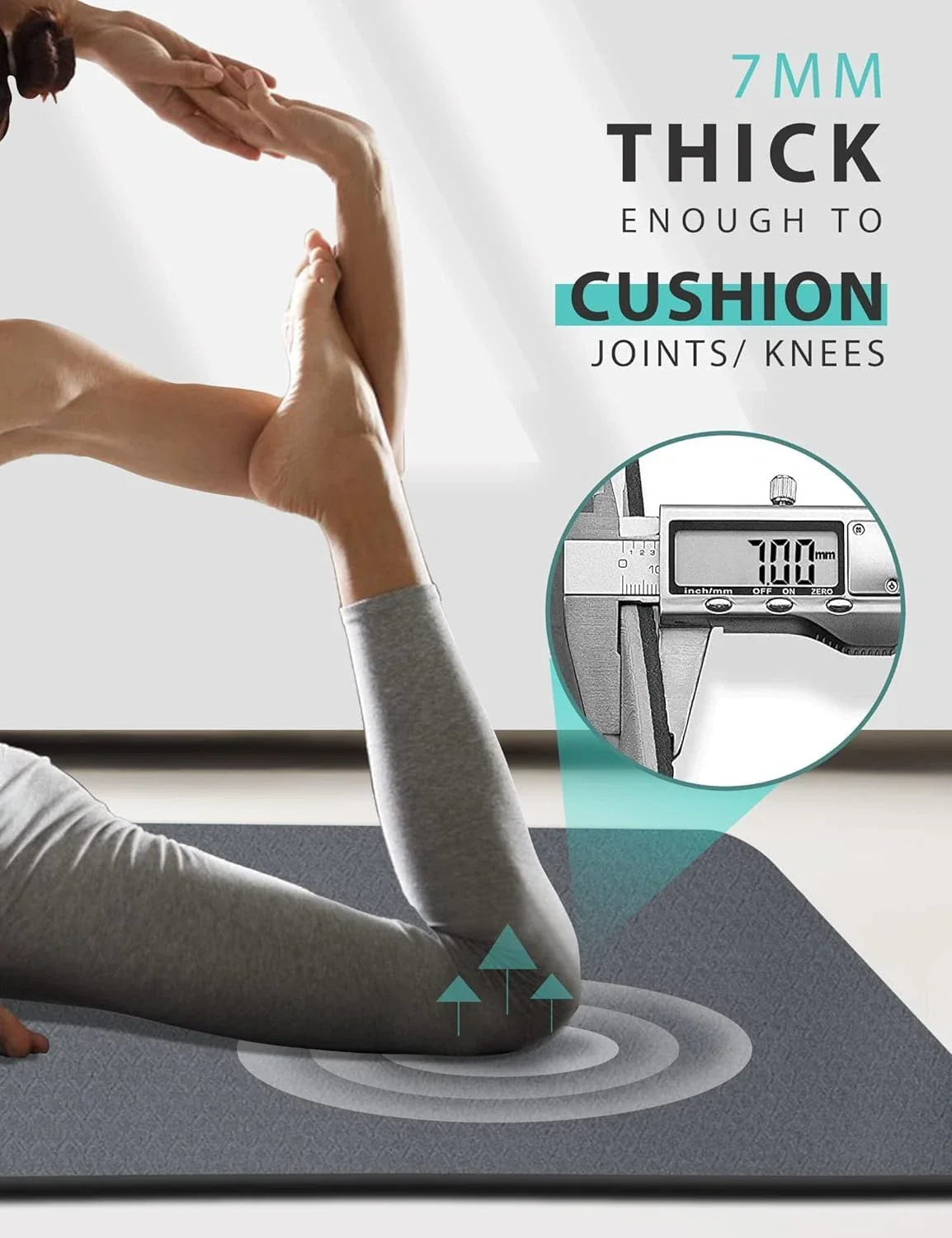 Yoga Mat Double-Sided Non Slip, 72'' X 32'' X 7Mm - Extra Wide & Thick Yoga Mat